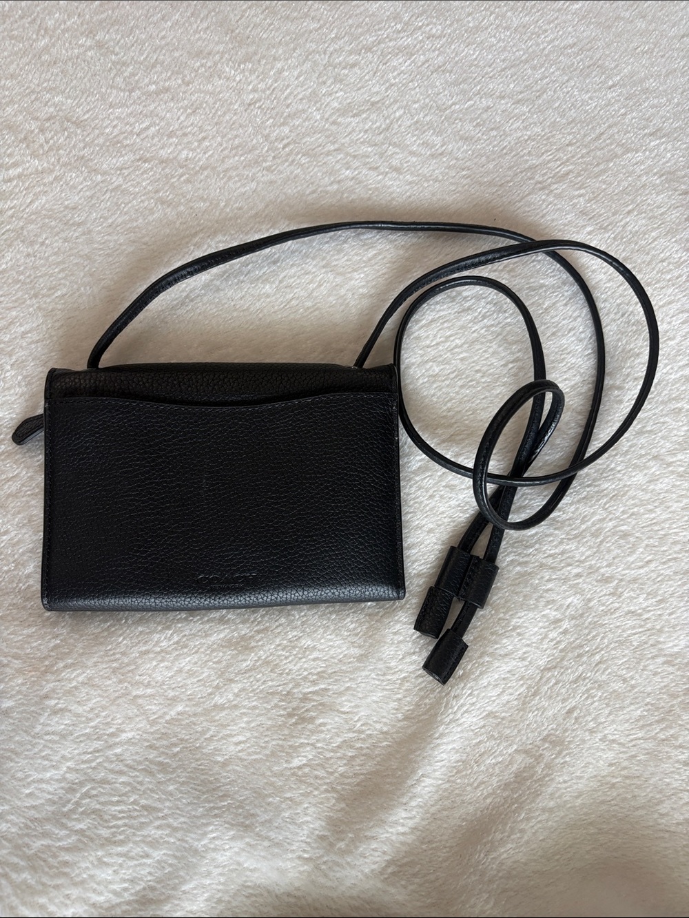 Coach Black Pebble Leather Crossbody Clutch Zip Wallet